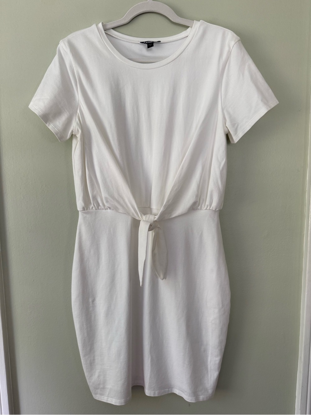 Express White Tie-Front Mini Dress